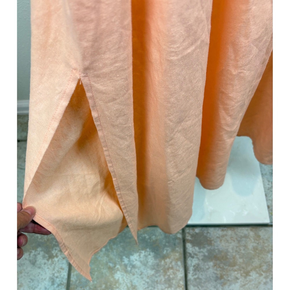 DKNY Peach Linen Blend Maxi Dress Sleeveless Resort Minimalist XXL European Wear - Picture 4 of 6